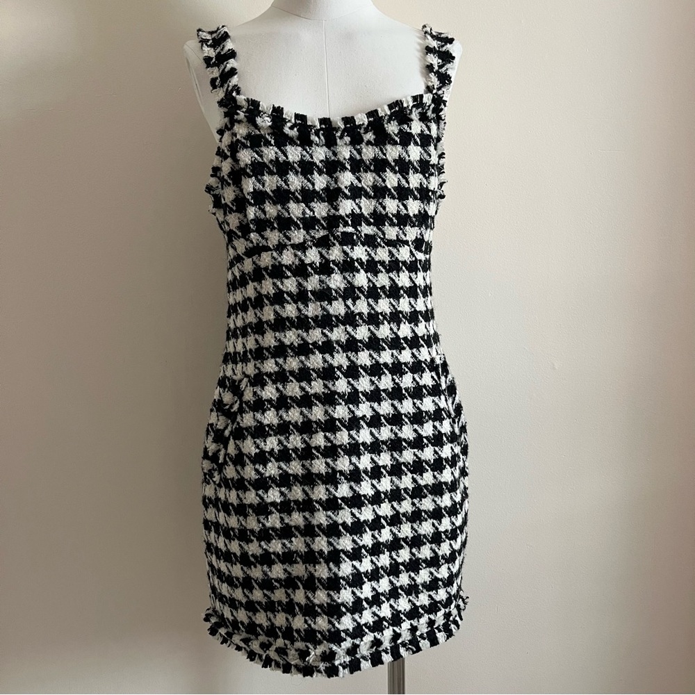 Black and white houndstooth dress
